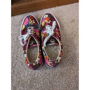 Keds x rifle paper co. red floral sneakers sz 6 excellent condition